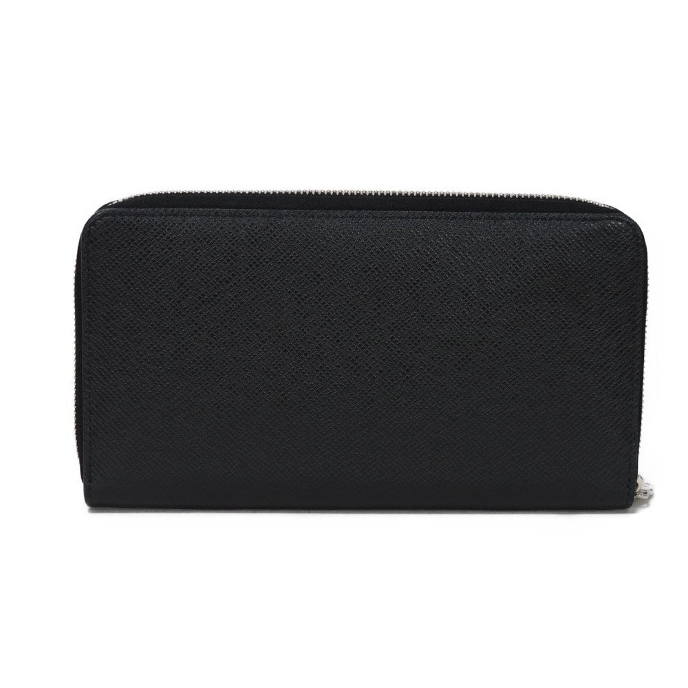 LOUIS VUITTON Long Wallet Purse M30056 Taiga leather (stamped) Noir New LV logo black Zip Around RFID IC chip Taiga Zippy Organizer NM mens Used Authentic