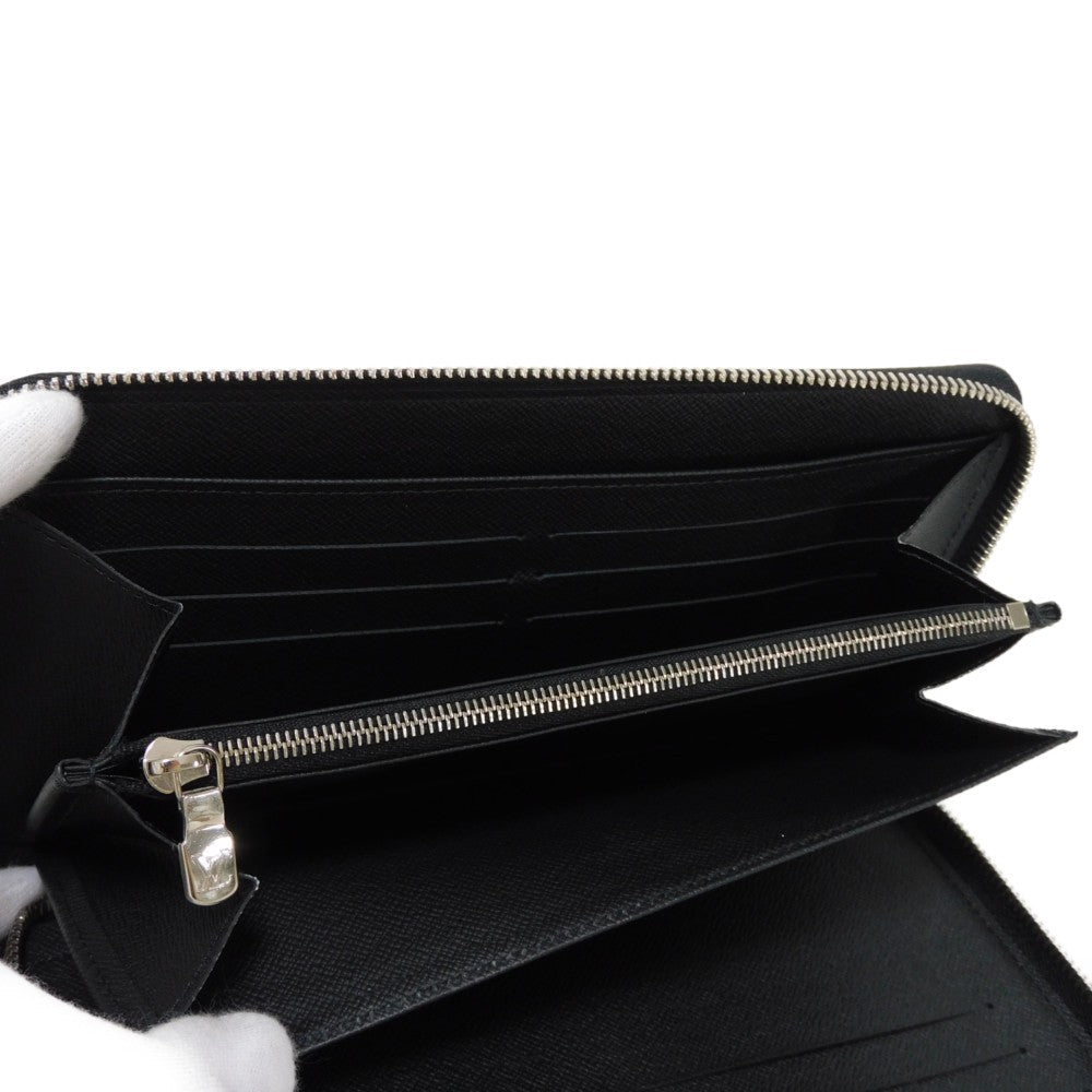 LOUIS VUITTON Long Wallet Purse M30056 Taiga leather (stamped) Noir New LV logo black Zip Around RFID IC chip Taiga Zippy Organizer NM mens Used Authentic