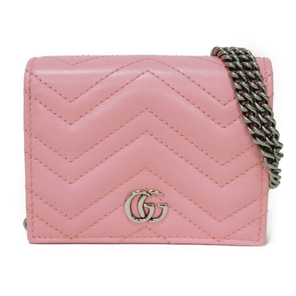 GUCCI Bifold Wallet 625693 DTD1T 5815 Calf leather Wild rose Chevron, in good condition GG Marmont Quilted Compact Chain Wallet Women Used Authentic