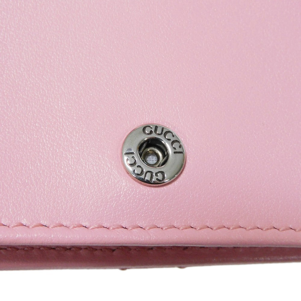 GUCCI Bifold Wallet 625693 DTD1T 5815 Calf leather Wild rose Chevron, in good condition GG Marmont Quilted Compact Chain Wallet Women Used Authentic