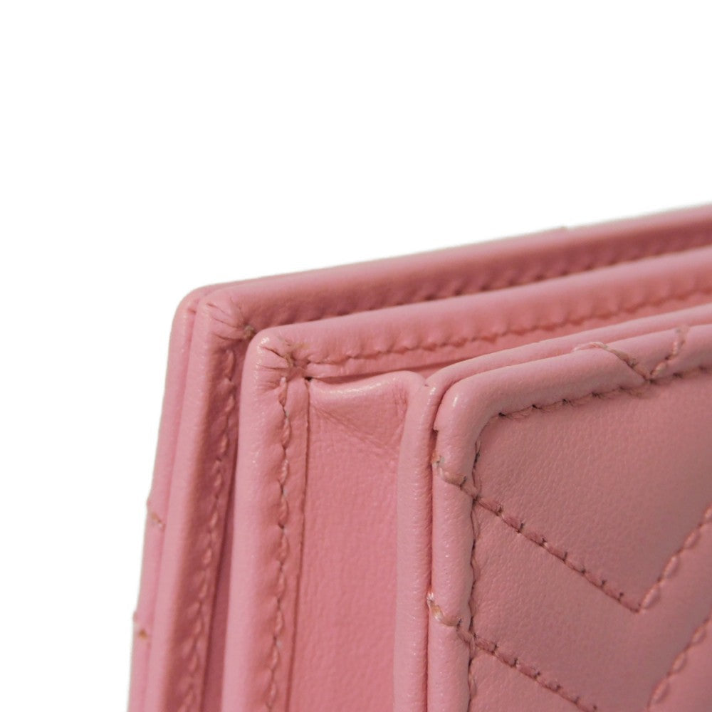 GUCCI Bifold Wallet 625693 DTD1T 5815 Calf leather Wild rose Chevron, in good condition GG Marmont Quilted Compact Chain Wallet Women Used Authentic