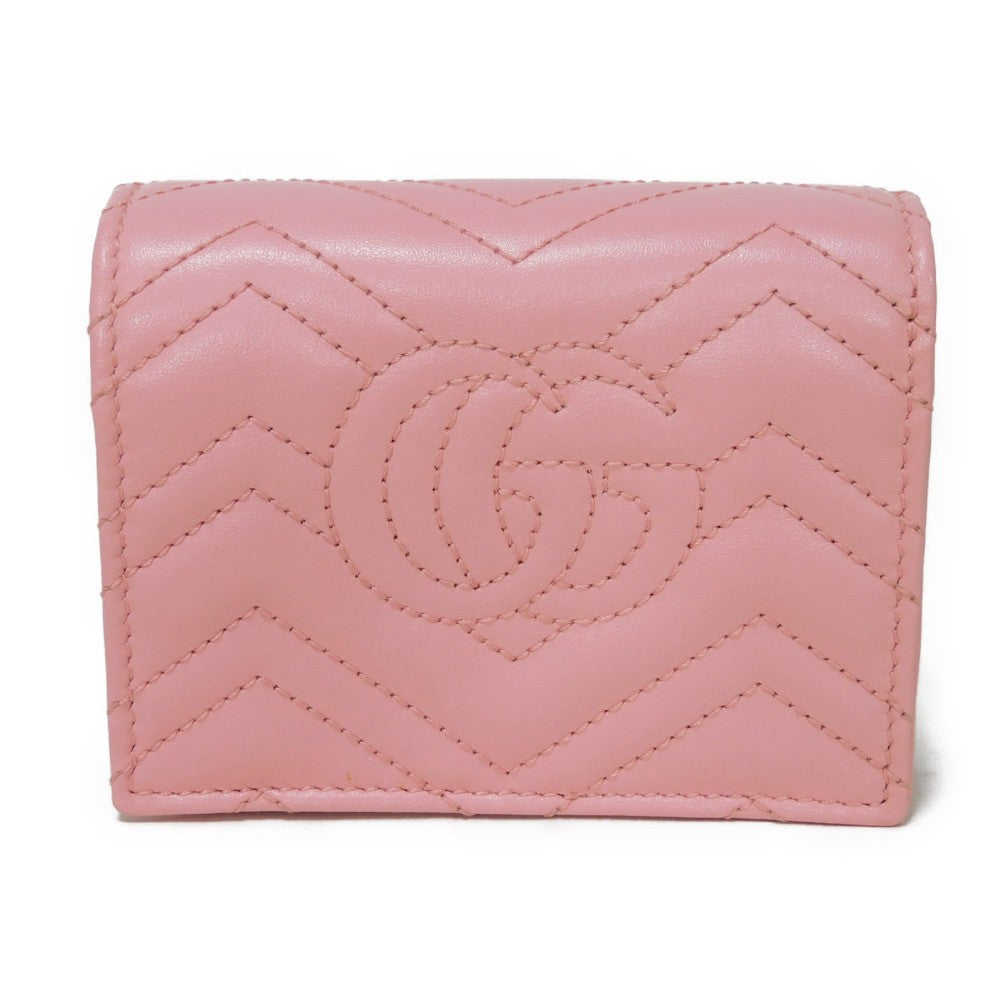 GUCCI Bifold Wallet 625693 DTD1T 5815 Calf leather Wild rose Chevron, in good condition GG Marmont Quilted Compact Chain Wallet Women Used Authentic