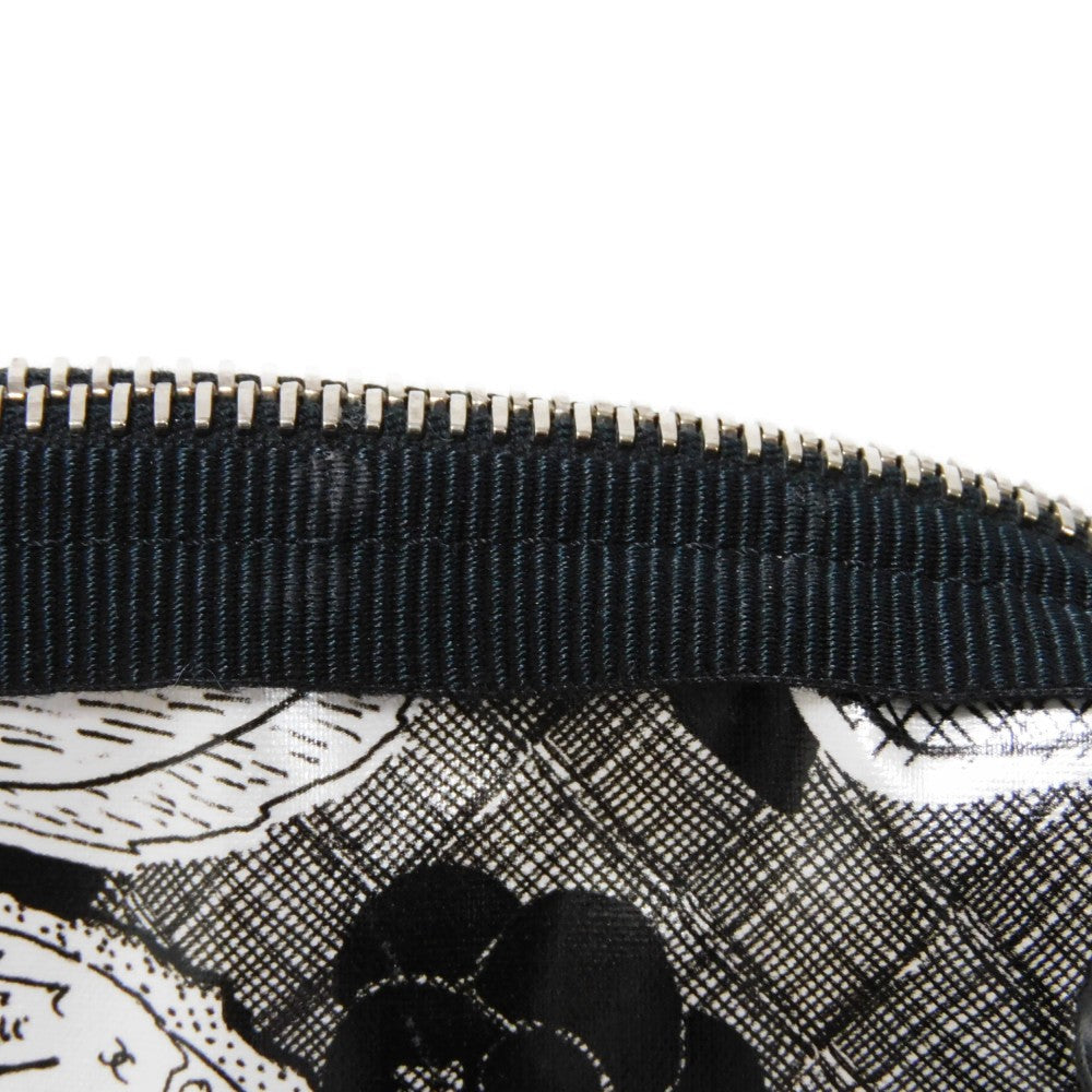 CHANEL Pouch A70811 Nylon black CC mark logo flower floral pattern mini silver 26 series COCO Mark Camellia cosmetic pouch unisex(Unisex) Used Authentic
