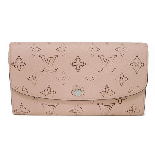 LOUIS VUITTON Long Wallet Purse M60145 Mahina leather (stamped) Magnolia LV Logo Flower Perforation Pink Monogram Mahina Portefeuille Iris mens Used Authentic