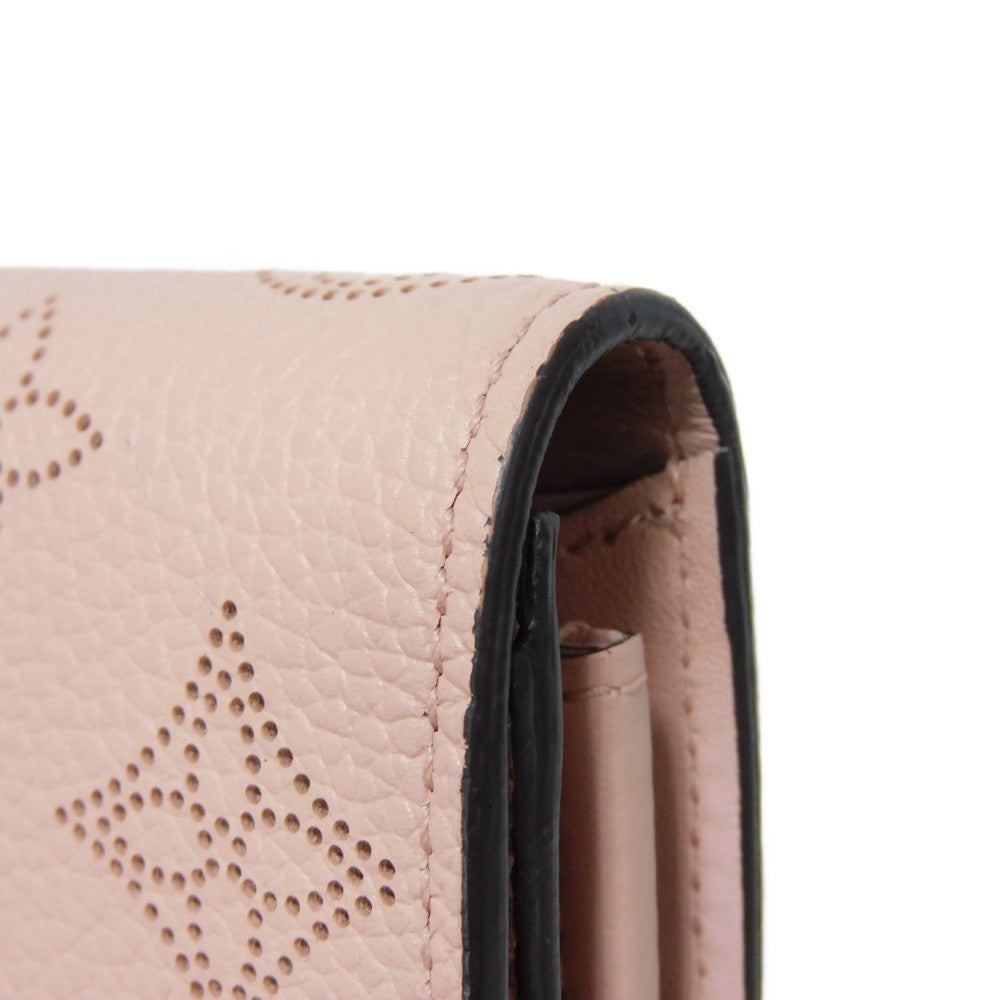 LOUIS VUITTON Long Wallet Purse M60145 Mahina leather (stamped) Magnolia LV Logo Flower Perforation Pink Monogram Mahina Portefeuille Iris mens Used Authentic