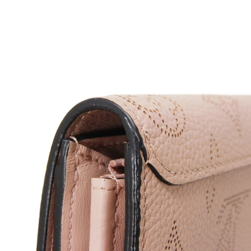LOUIS VUITTON Long Wallet Purse M60145 Mahina leather (stamped) Magnolia LV Logo Flower Perforation Pink Monogram Mahina Portefeuille Iris mens Used Authentic
