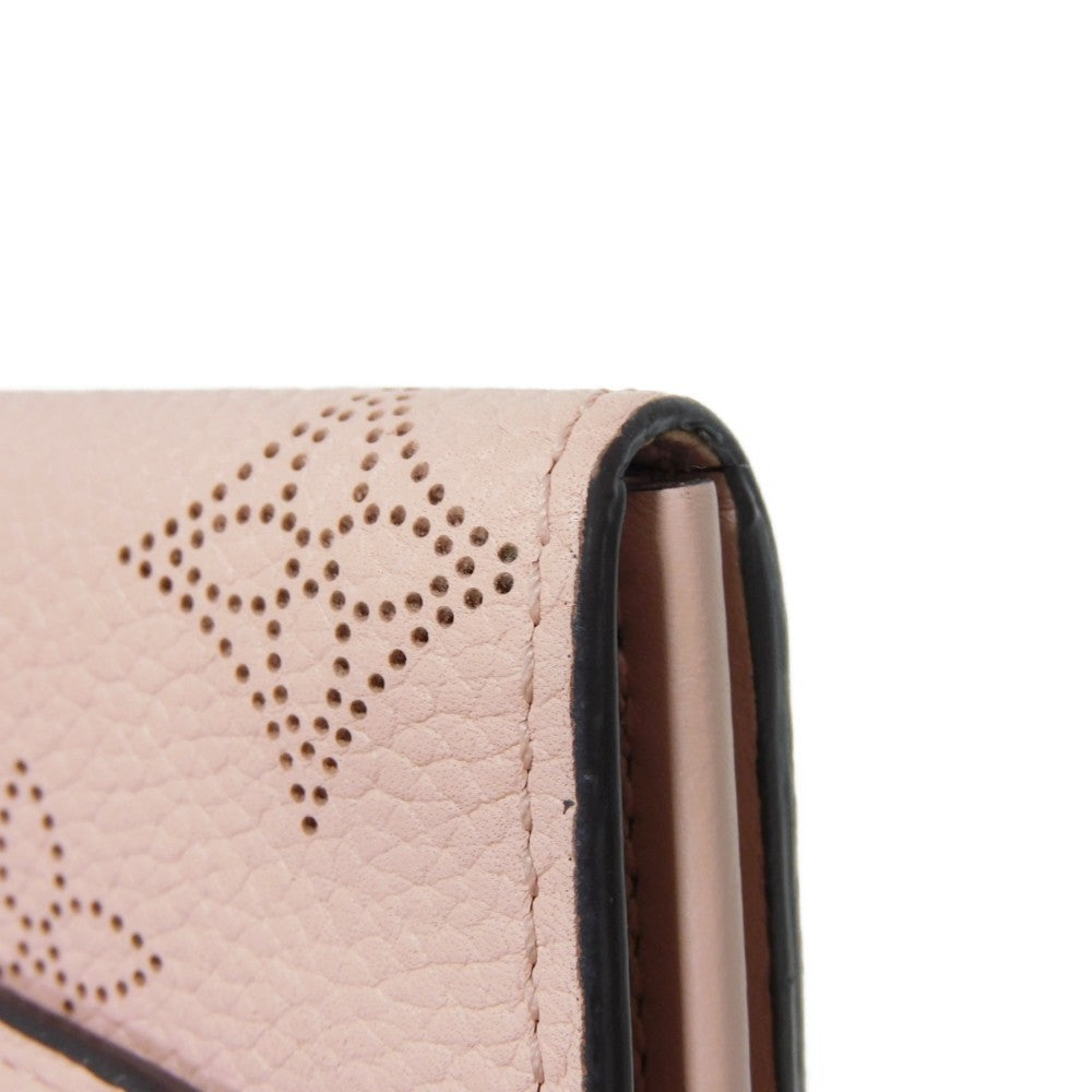 LOUIS VUITTON Long Wallet Purse M60145 Mahina leather (stamped) Magnolia LV Logo Flower Perforation Pink Monogram Mahina Portefeuille Iris mens Used Authentic