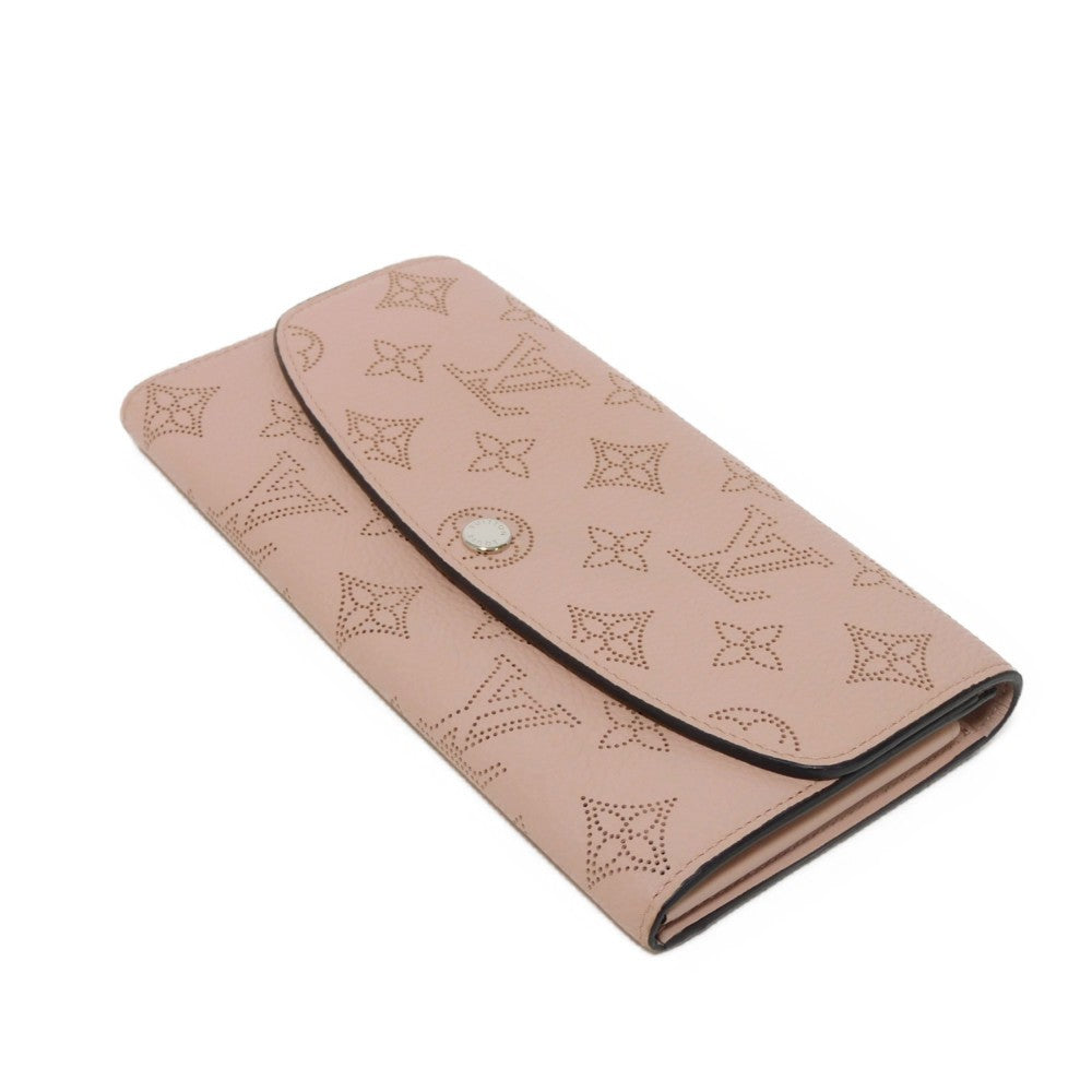 LOUIS VUITTON Long Wallet Purse M60145 Mahina leather (stamped) Magnolia LV Logo Flower Perforation Pink Monogram Mahina Portefeuille Iris mens Used Authentic