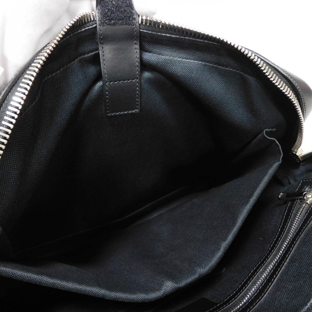 GUCCI Business bag 474135 GG Supreme canvas (polyurethane processing) x Calfskin leather black Handbag logo embossed leather patch GG Supreme Briefcase mens Used Authentic