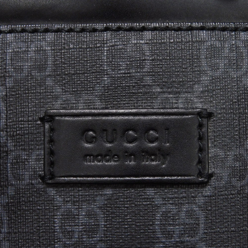 GUCCI Business bag 474135 GG Supreme canvas (polyurethane processing) x Calfskin leather black Handbag logo embossed leather patch GG Supreme Briefcase mens Used Authentic