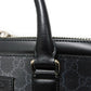 GUCCI Business bag 474135 GG Supreme canvas (polyurethane processing) x Calfskin leather black Handbag logo embossed leather patch GG Supreme Briefcase mens Used Authentic