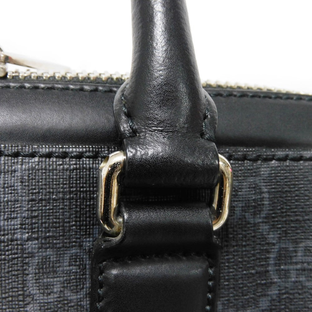GUCCI Business bag 474135 GG Supreme canvas (polyurethane processing) x Calfskin leather black Handbag logo embossed leather patch GG Supreme Briefcase mens Used Authentic