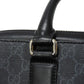 GUCCI Business bag 474135 GG Supreme canvas (polyurethane processing) x Calfskin leather black Handbag logo embossed leather patch GG Supreme Briefcase mens Used Authentic