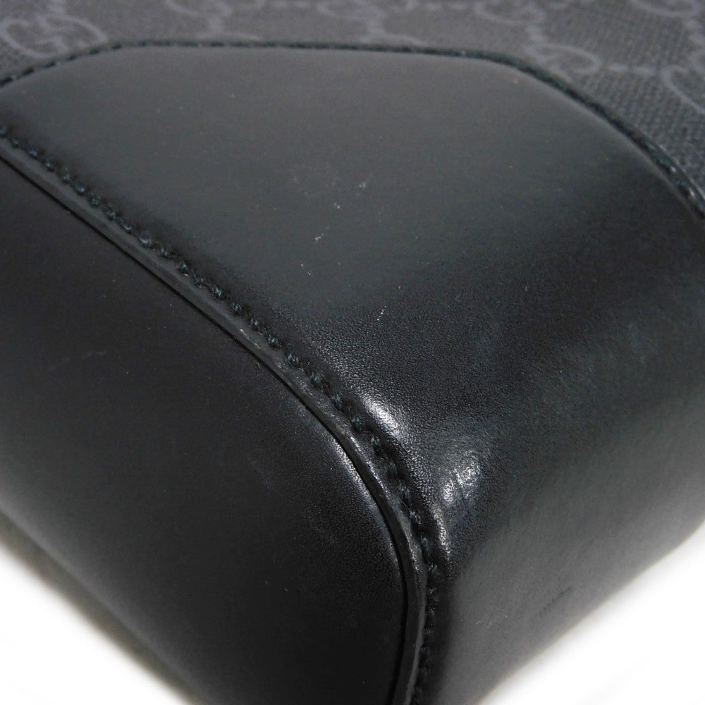 GUCCI Business bag 474135 GG Supreme canvas (polyurethane processing) x Calfskin leather black Handbag logo embossed leather patch GG Supreme Briefcase mens Used Authentic