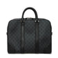 GUCCI Business bag 474135 GG Supreme canvas (polyurethane processing) x Calfskin leather black Handbag logo embossed leather patch GG Supreme Briefcase mens Used Authentic