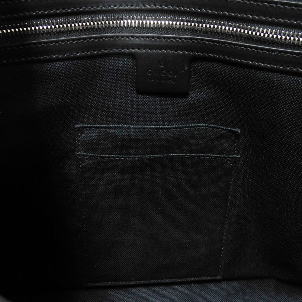 GUCCI Business bag 474135 GG Supreme canvas (polyurethane processing) x Calfskin leather black Handbag logo embossed leather patch GG Supreme Briefcase mens Used Authentic