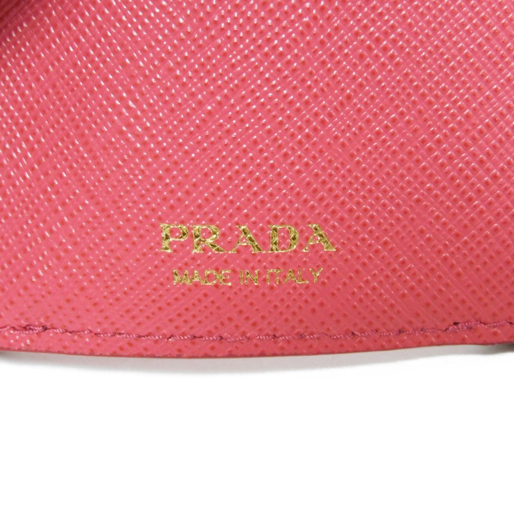 PRADA Tri-fold wallet 1MH021 QWA F0505 Safiano leather (stamped) Peonia Pink RFID logo metal Saffiano Mini Wallet Women Used Authentic
