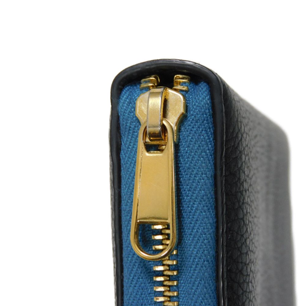 GUCCI Long Wallet Purse 658691 0E8IG 4432 Grain calf leather (embossed) black Calfskin Bicolor Long Zip Wallet Logo embossing Embossed logo mens(Unisex) Used Authentic