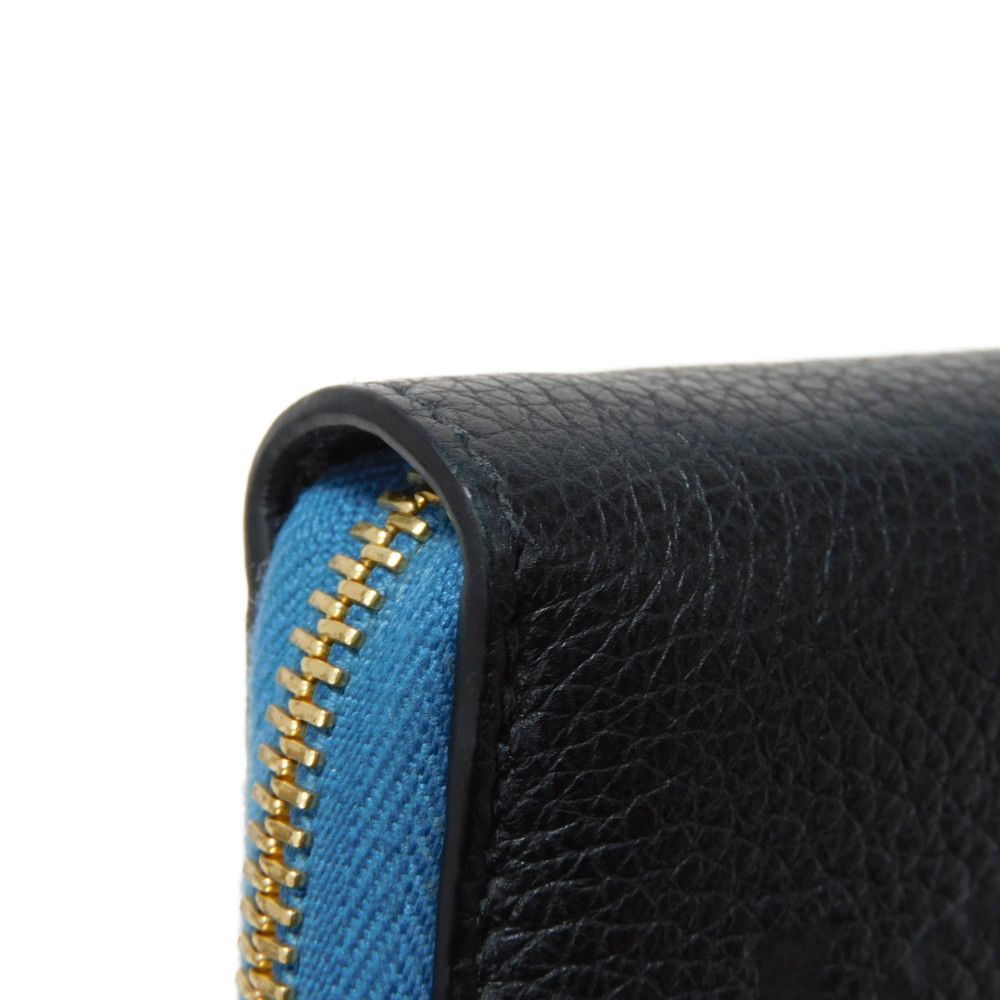 GUCCI Long Wallet Purse 658691 0E8IG 4432 Grain calf leather (embossed) black Calfskin Bicolor Long Zip Wallet Logo embossing Embossed logo mens(Unisex) Used Authentic