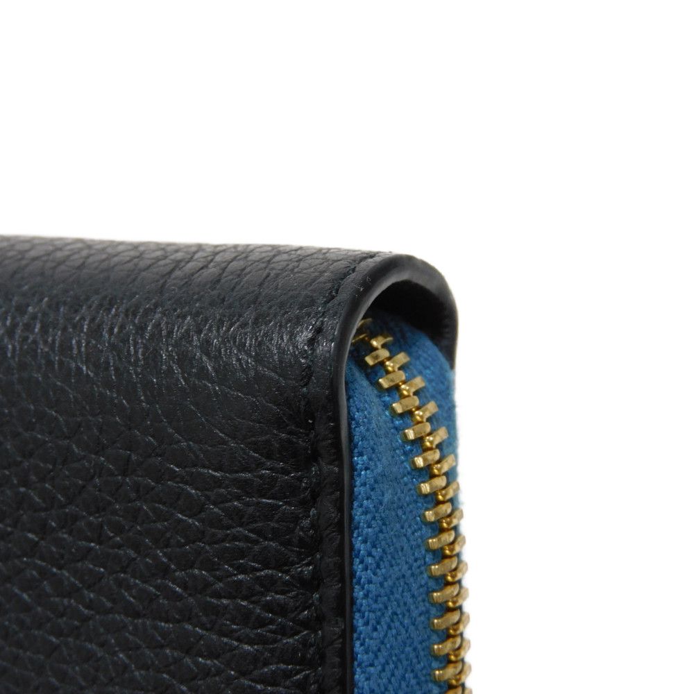 GUCCI Long Wallet Purse 658691 0E8IG 4432 Grain calf leather (embossed) black Calfskin Bicolor Long Zip Wallet Logo embossing Embossed logo mens(Unisex) Used Authentic