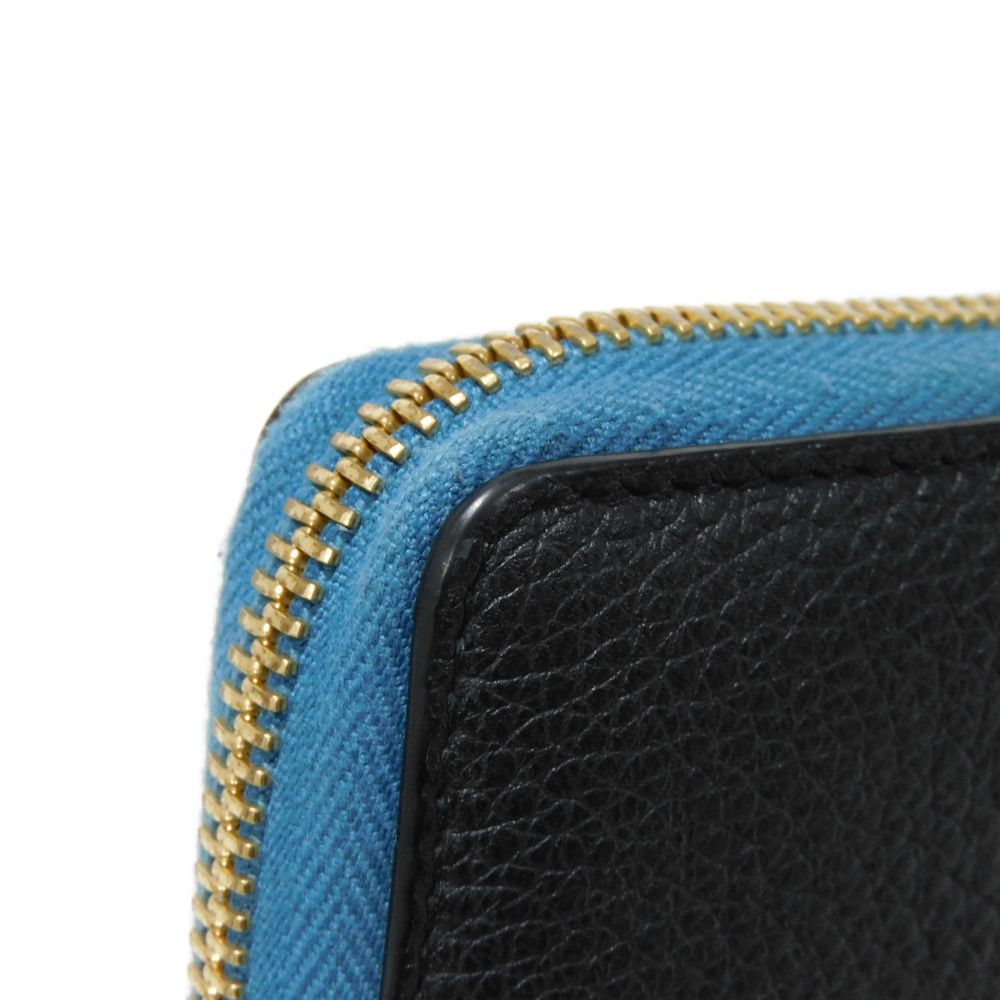 GUCCI Long Wallet Purse 658691 0E8IG 4432 Grain calf leather (embossed) black Calfskin Bicolor Long Zip Wallet Logo embossing Embossed logo mens(Unisex) Used Authentic