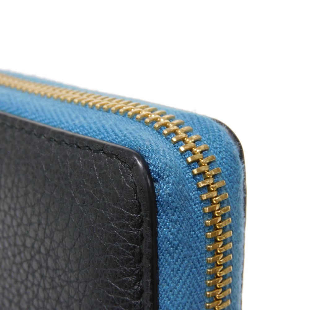 GUCCI Long Wallet Purse 658691 0E8IG 4432 Grain calf leather (embossed) black Calfskin Bicolor Long Zip Wallet Logo embossing Embossed logo mens(Unisex) Used Authentic