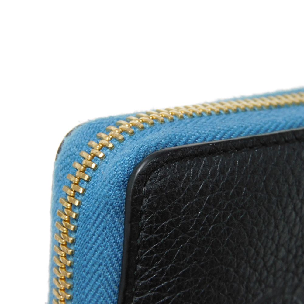 GUCCI Long Wallet Purse 658691 0E8IG 4432 Grain calf leather (embossed) black Calfskin Bicolor Long Zip Wallet Logo embossing Embossed logo mens(Unisex) Used Authentic