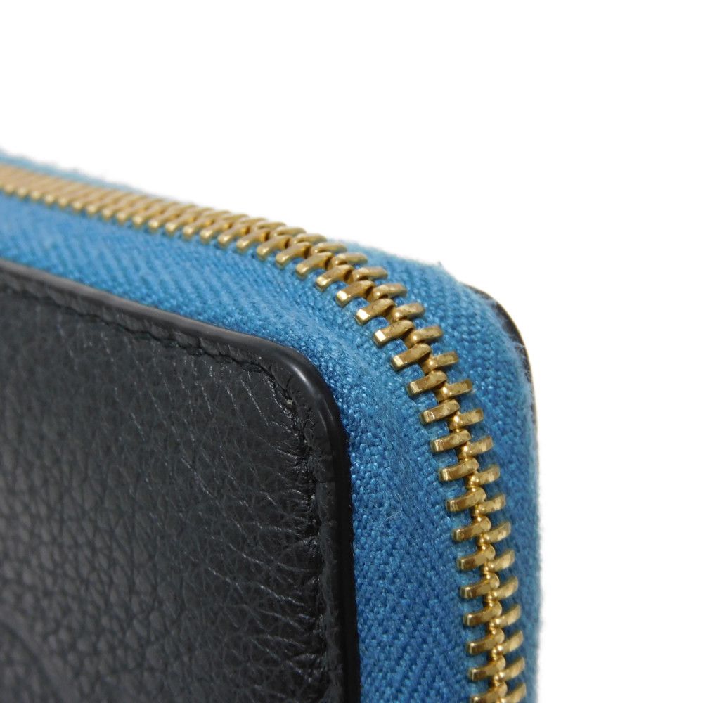 GUCCI Long Wallet Purse 658691 0E8IG 4432 Grain calf leather (embossed) black Calfskin Bicolor Long Zip Wallet Logo embossing Embossed logo mens(Unisex) Used Authentic