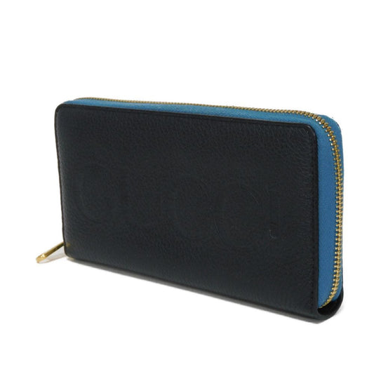 GUCCI Long Wallet Purse 658691 0E8IG 4432 Grain calf leather (embossed) black Calfskin Bicolor Long Zip Wallet Logo embossing Embossed logo mens(Unisex) Used Authentic