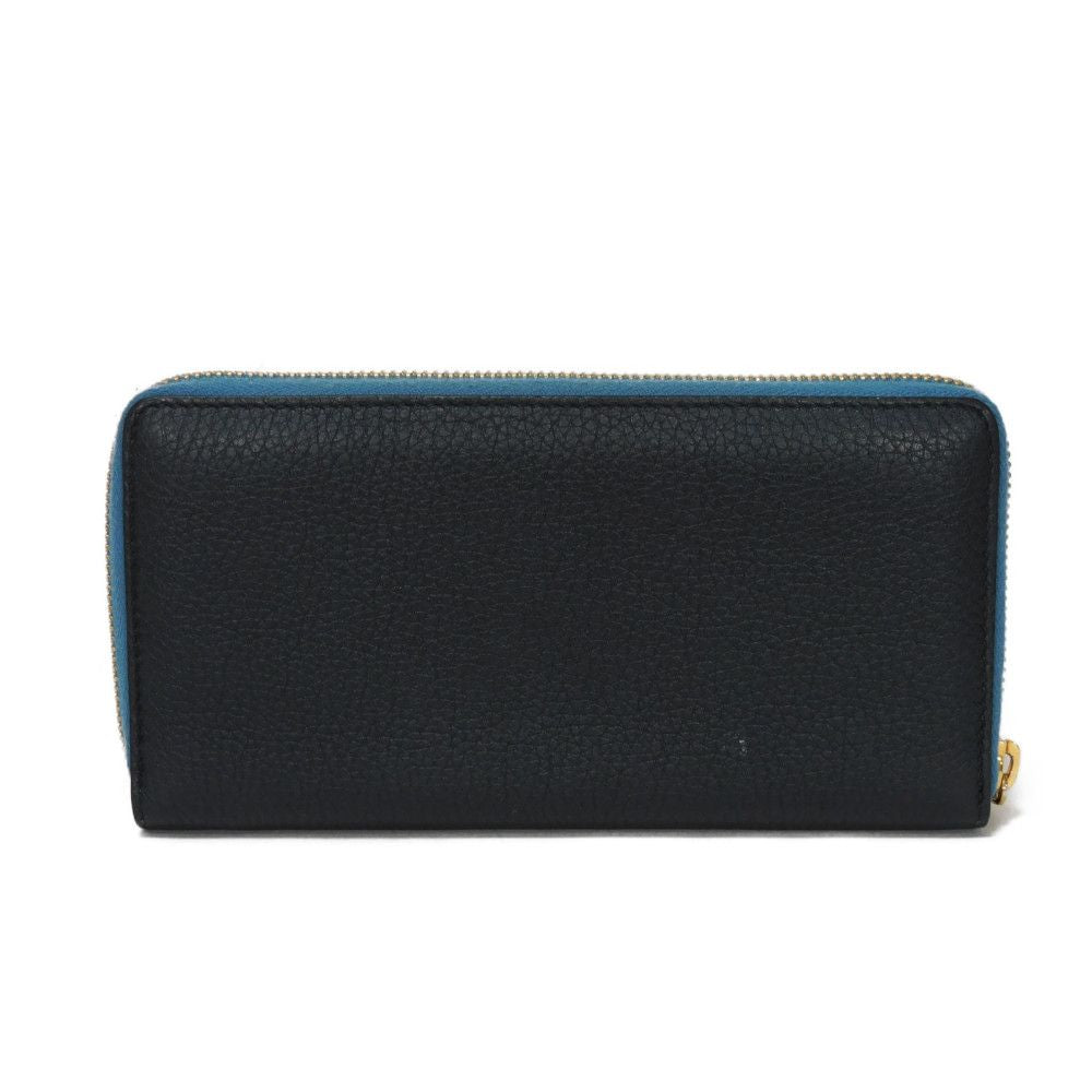 GUCCI Long Wallet Purse 658691 0E8IG 4432 Grain calf leather (embossed) black Calfskin Bicolor Long Zip Wallet Logo embossing Embossed logo mens(Unisex) Used Authentic