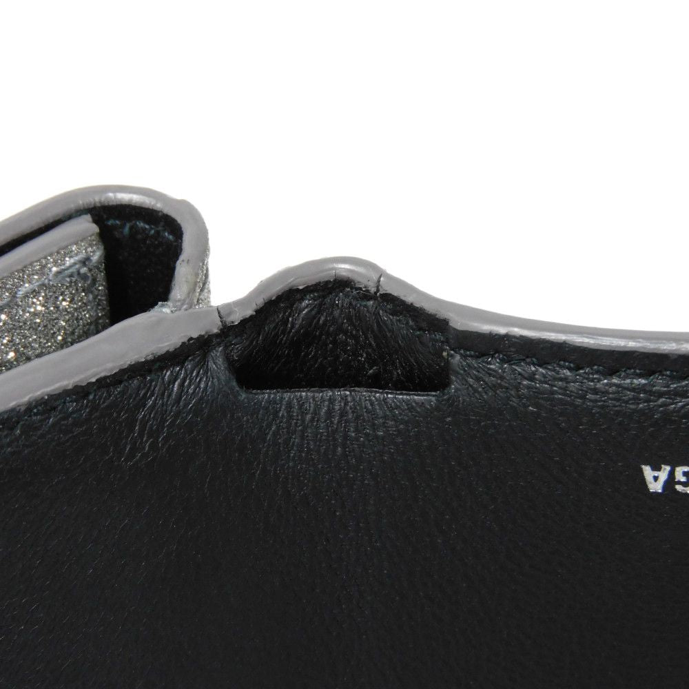 BALENCIAGA Tri-fold wallet 551921 0XV3N 8106 Polyurethane x polyester Silver Glitter Sparkling Black New logo Everyday Mini Wallet unisex(Unisex) Used Authentic