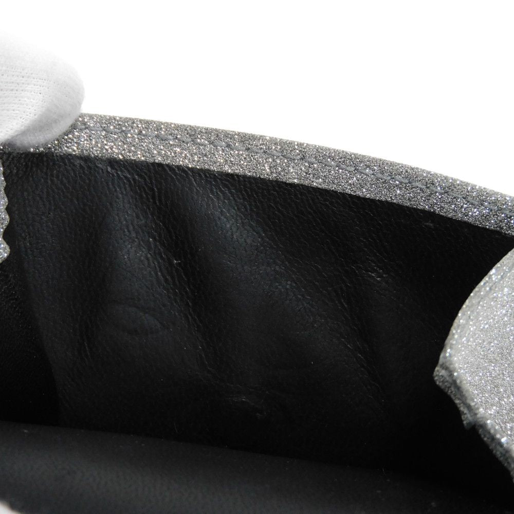 BALENCIAGA Tri-fold wallet 551921 0XV3N 8106 Polyurethane x polyester Silver Glitter Sparkling Black New logo Everyday Mini Wallet unisex(Unisex) Used Authentic