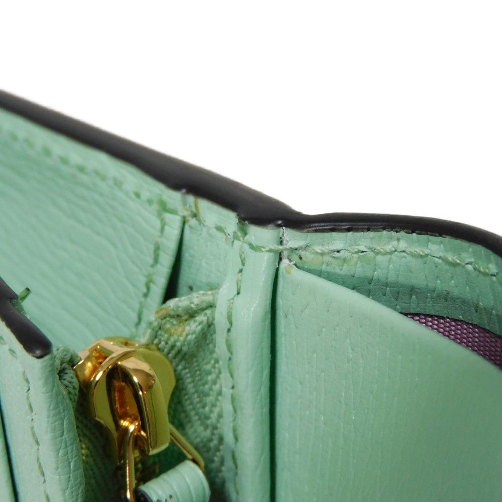 GUCCI Bifold Wallet 701009 U22AG 3067 Textured leather Mint green Banana Cat Sakuramochi Star Unused logo Bananya Compact Wallet unisex(Unisex) Used Authentic