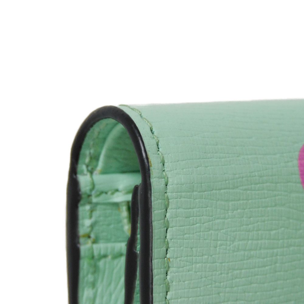 GUCCI Bifold Wallet 701009 U22AG 3067 Textured leather Mint green Banana Cat Sakuramochi Star Unused logo Bananya Compact Wallet unisex(Unisex) Used Authentic