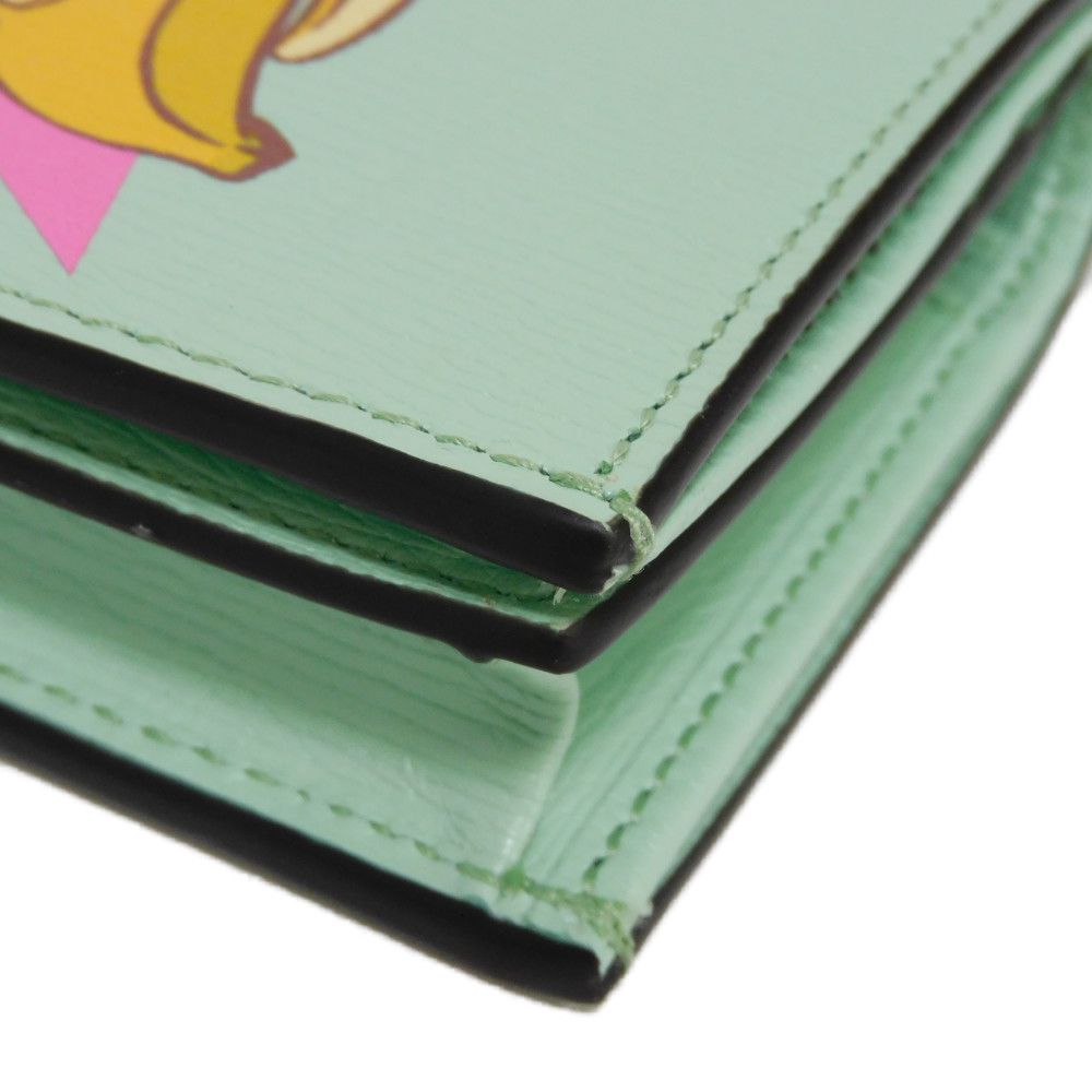 GUCCI Bifold Wallet 701009 U22AG 3067 Textured leather Mint green Banana Cat Sakuramochi Star Unused logo Bananya Compact Wallet unisex(Unisex) Used Authentic