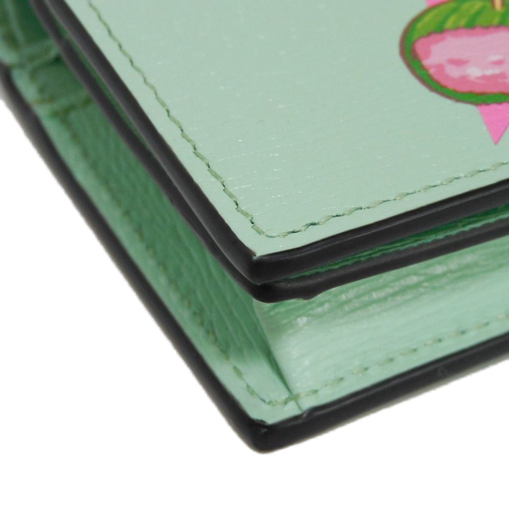 GUCCI Bifold Wallet 701009 U22AG 3067 Textured leather Mint green Banana Cat Sakuramochi Star Unused logo Bananya Compact Wallet unisex(Unisex) Used Authentic