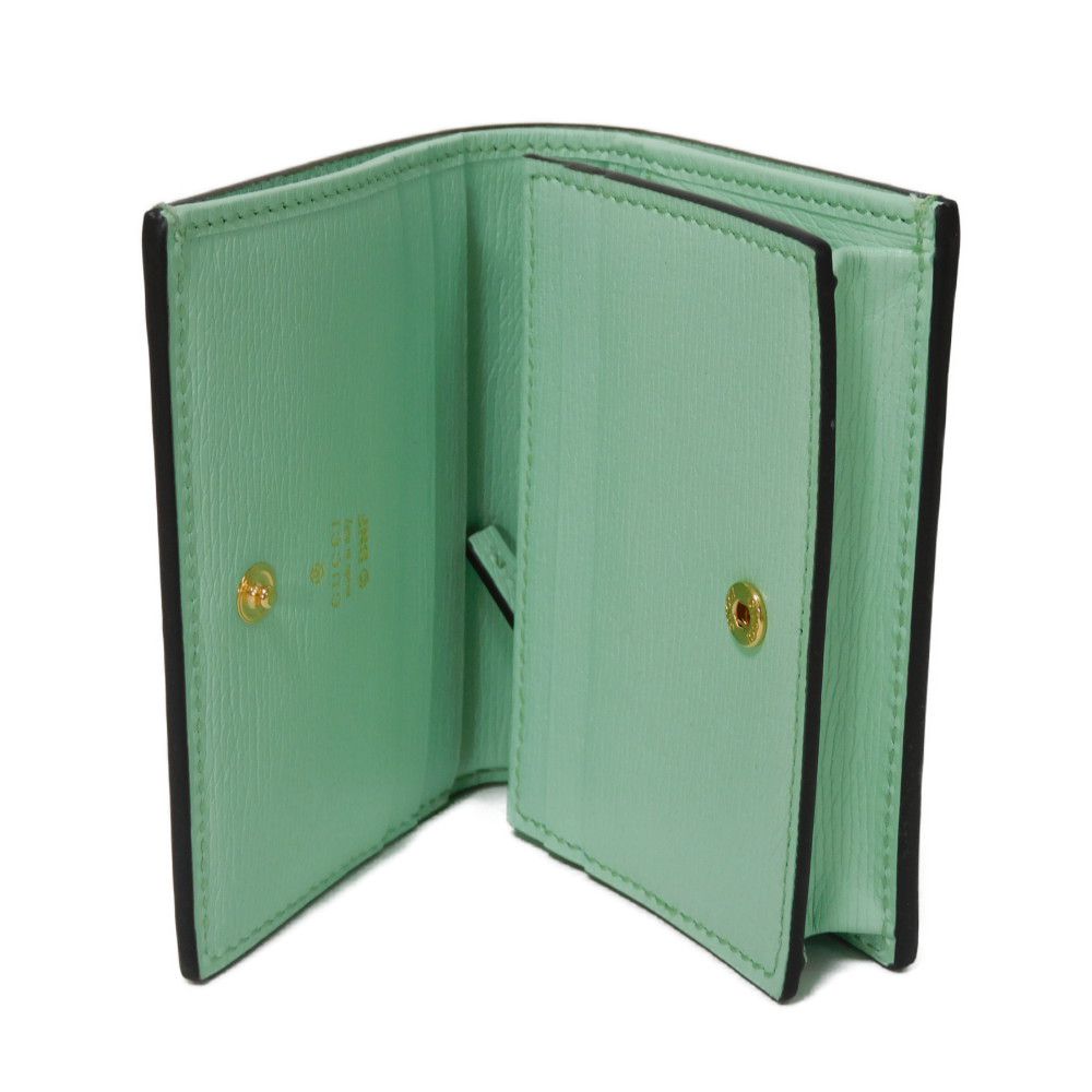 GUCCI Bifold Wallet 701009 U22AG 3067 Textured leather Mint green Banana Cat Sakuramochi Star Unused logo Bananya Compact Wallet unisex(Unisex) Used Authentic