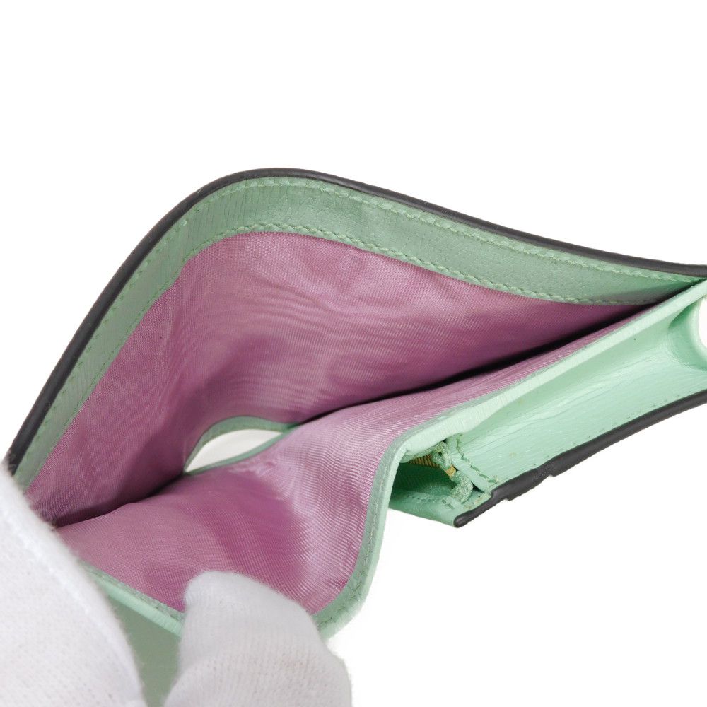 GUCCI Bifold Wallet 701009 U22AG 3067 Textured leather Mint green Banana Cat Sakuramochi Star Unused logo Bananya Compact Wallet unisex(Unisex) Used Authentic
