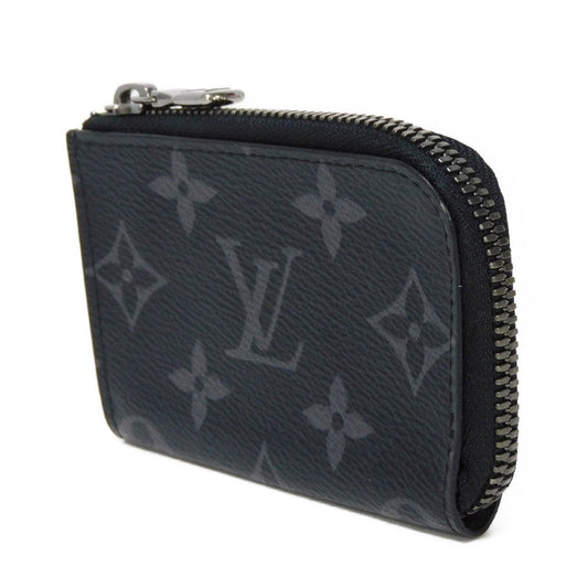 LOUIS VUITTON Coin case M63536 Monogram Eclipse canvas x grain leather black L-shaped zipper compact wallet Monogram Eclipse Portemone Jules mens Used Authentic