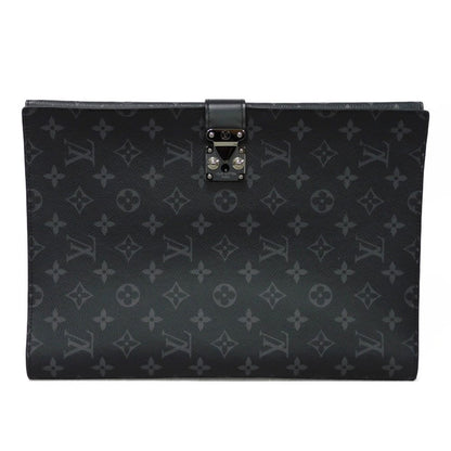 LOUIS VUITTON business bag GI0273 Monogram Eclipse canvas x grain leather Noir Black A4 document case, in good condition Monogram Eclipse Porto Document Frank GM mens Used Authentic