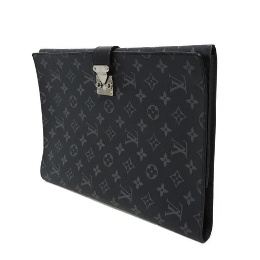 LOUIS VUITTON business bag GI0273 Monogram Eclipse canvas x grain leather Noir Black A4 document case, in good condition Monogram Eclipse Porto Document Frank GM mens Used Authentic