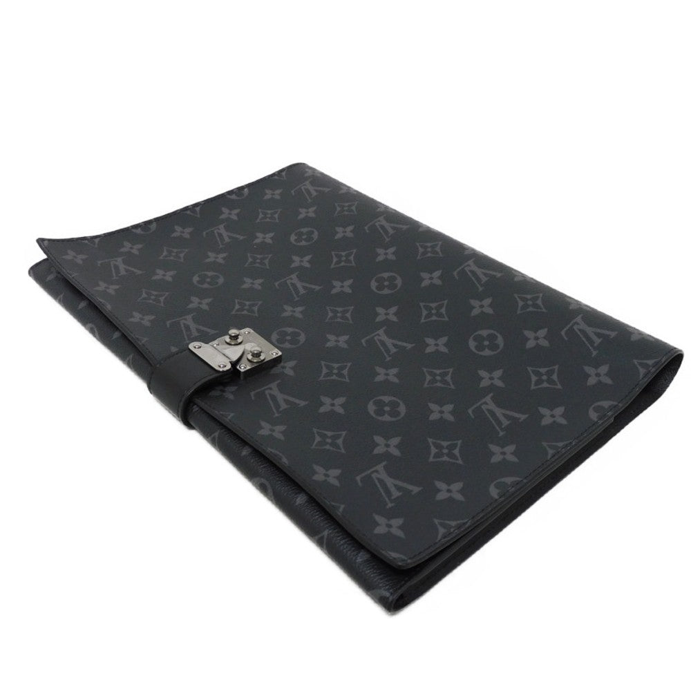 LOUIS VUITTON business bag GI0273 Monogram Eclipse canvas x grain leather Noir Black A4 document case, in good condition Monogram Eclipse Porto Document Frank GM mens Used Authentic