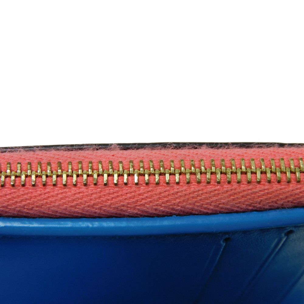 LOUIS VUITTON Tri-fold wallet M69177 Smooth Calfskin Leather Dahlia Smooth Calfskin Blue Bicolor LV circle Portefeuille LV Pont Neuf Compact Rear Women Used Authentic