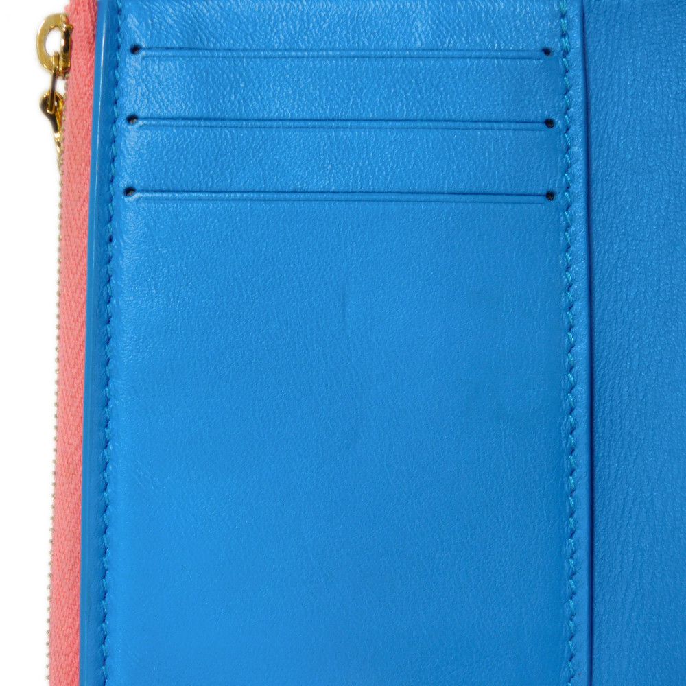 LOUIS VUITTON Tri-fold wallet M69177 Smooth Calfskin Leather Dahlia Smooth Calfskin Blue Bicolor LV circle Portefeuille LV Pont Neuf Compact Rear Women Used Authentic