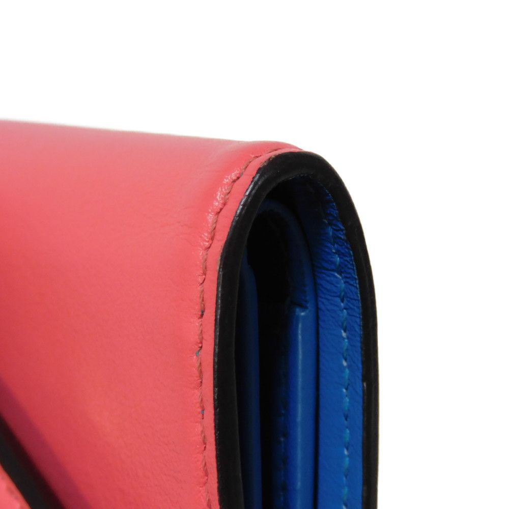 LOUIS VUITTON Tri-fold wallet M69177 Smooth Calfskin Leather Dahlia Smooth Calfskin Blue Bicolor LV circle Portefeuille LV Pont Neuf Compact Rear Women Used Authentic