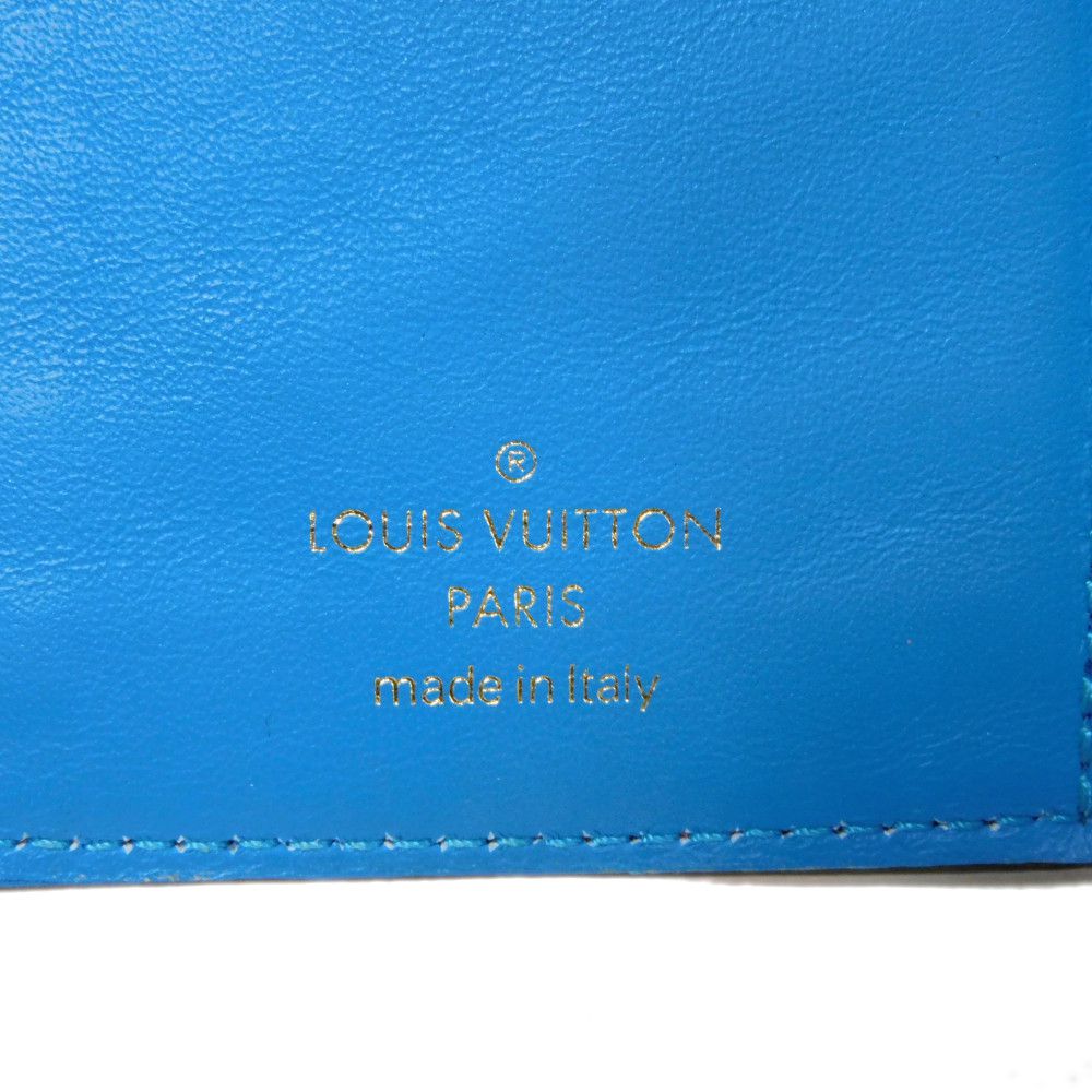 LOUIS VUITTON Tri-fold wallet M69177 Smooth Calfskin Leather Dahlia Smooth Calfskin Blue Bicolor LV circle Portefeuille LV Pont Neuf Compact Rear Women Used Authentic
