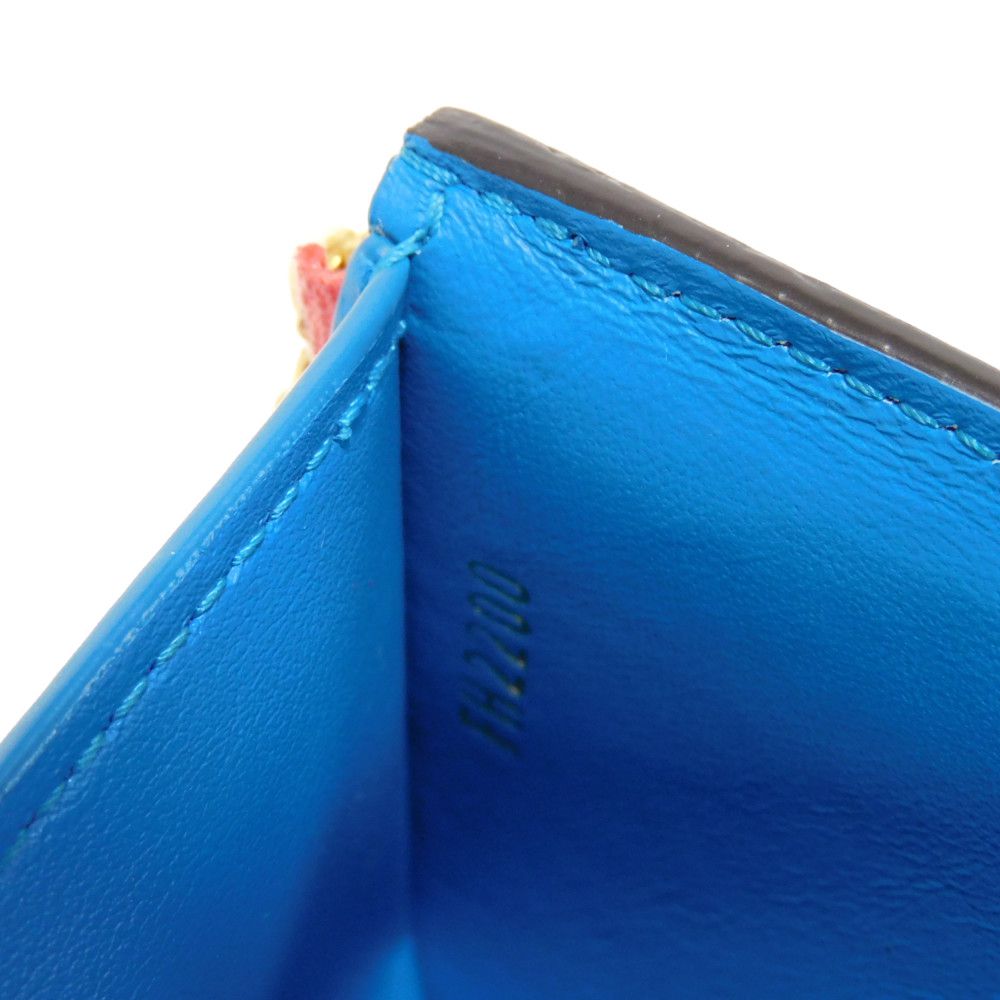LOUIS VUITTON Tri-fold wallet M69177 Smooth Calfskin Leather Dahlia Smooth Calfskin Blue Bicolor LV circle Portefeuille LV Pont Neuf Compact Rear Women Used Authentic