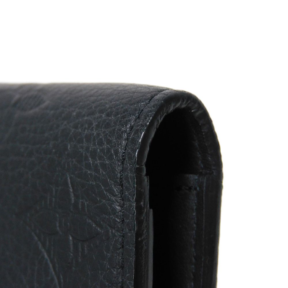 LOUIS VUITTON Long Wallet Purse M62900 Shadow leather (monogram embossing) Noir Current LV logo flower black RFID IC chip Monogram shadow Portefeuille Braza mens Used Authentic