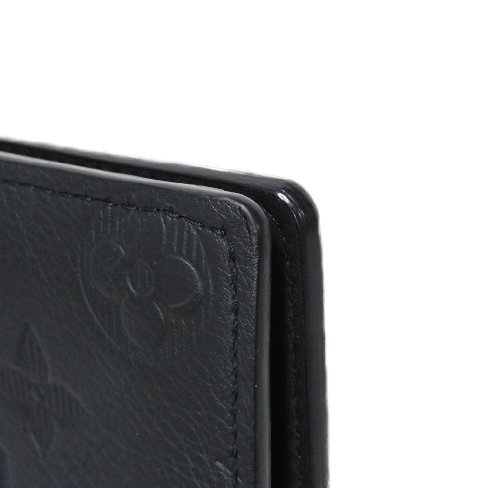 LOUIS VUITTON Long Wallet Purse M62900 Shadow leather (monogram embossing) Noir Current LV logo flower black RFID IC chip Monogram shadow Portefeuille Braza mens Used Authentic