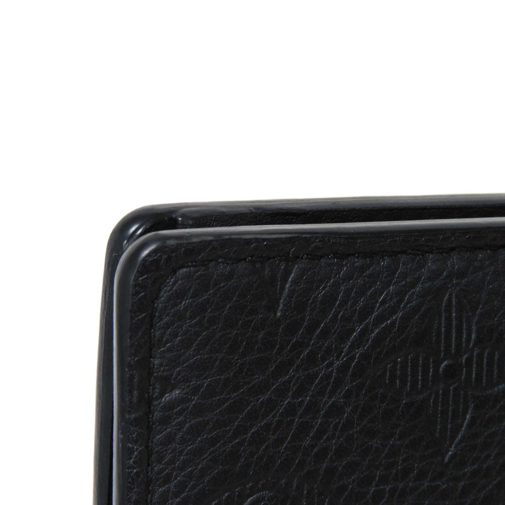 LOUIS VUITTON Long Wallet Purse M62900 Shadow leather (monogram embossing) Noir Current LV logo flower black RFID IC chip Monogram shadow Portefeuille Braza mens Used Authentic